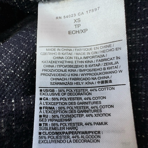 BANANA REPUBLIC |NWOT MARLED NAVY BLUE & WHITE SWEATER DRESS 3/4 SLEEVES | XS - Picture 9 of 10